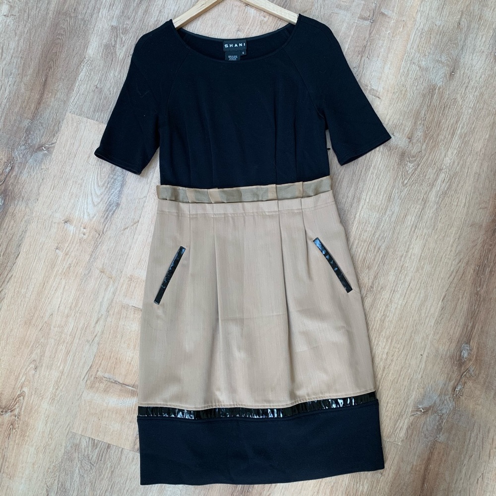 Shani | Black and Tan Mid-length Dress - Picture 7 of 12